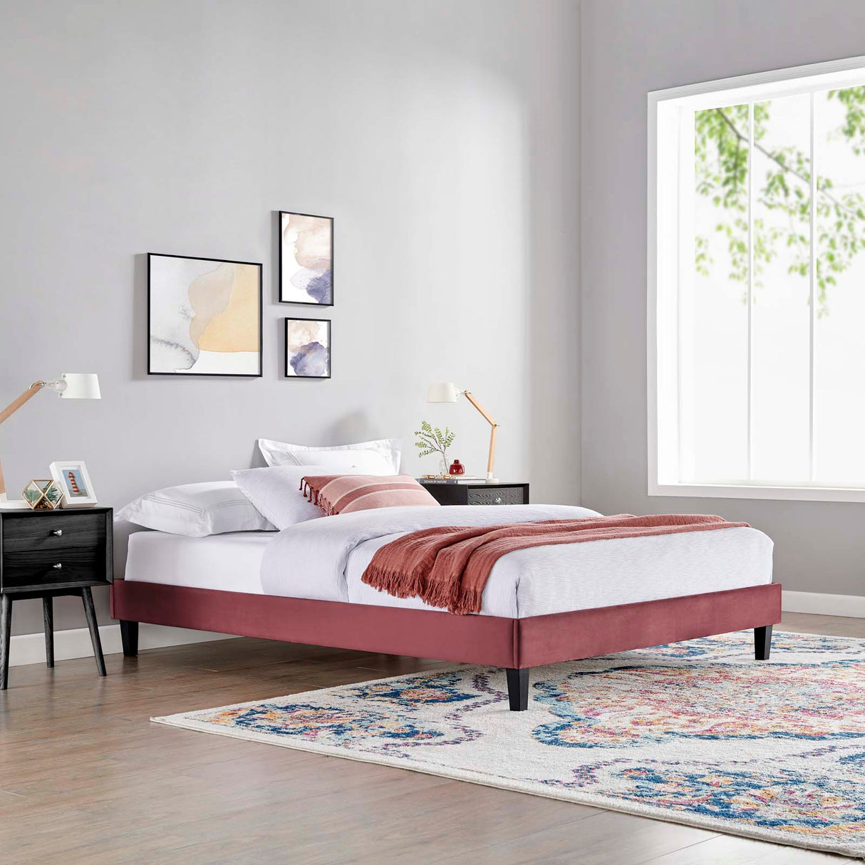 Reign Twin Performance Velvet Platform Bed Frame