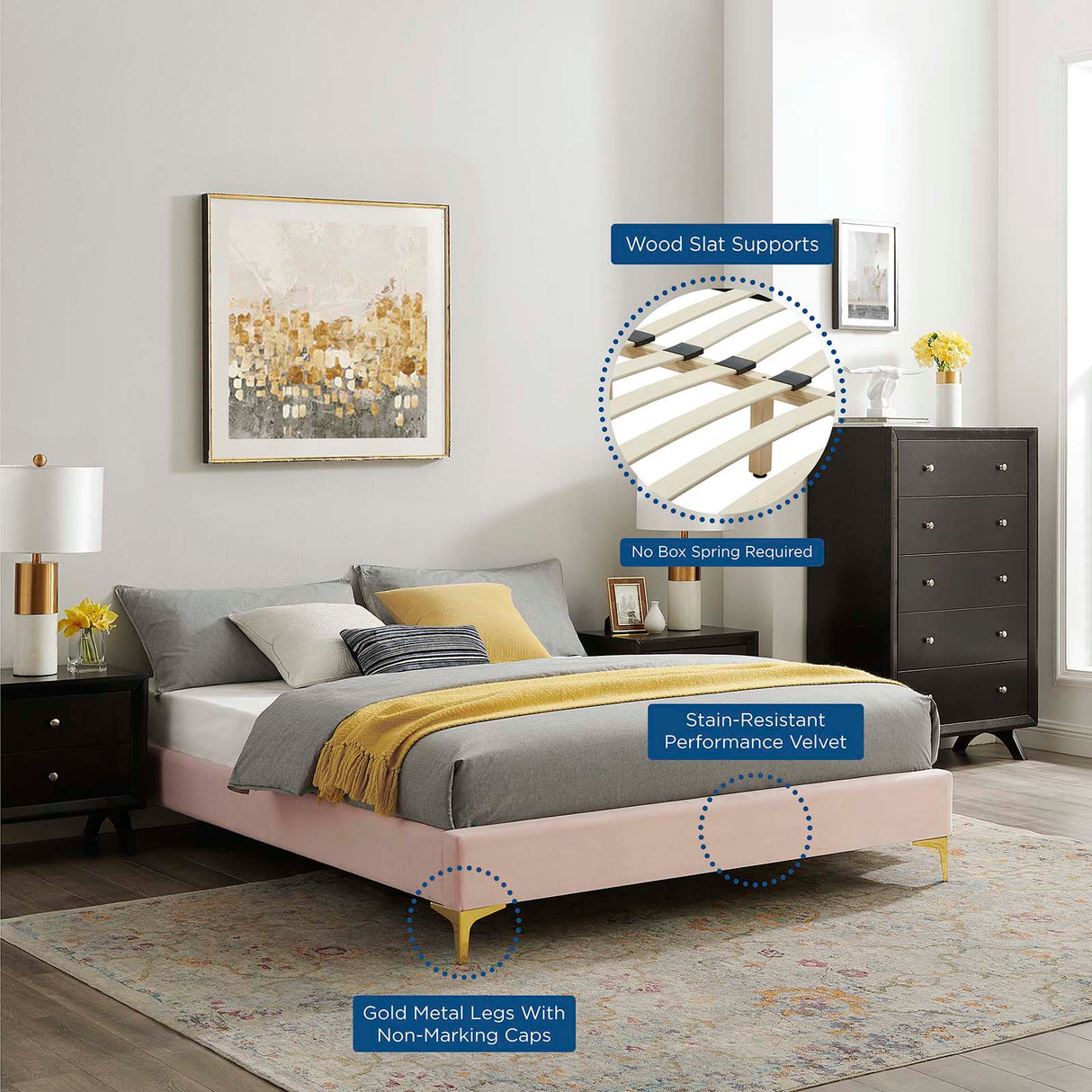 Sutton Full Performance Velvet Bed Frame