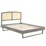 Sierra Cane and Wood Queen Platform Bed With Angular Legs