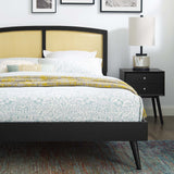 Sierra Cane and Wood Queen Platform Bed With Splayed Legs