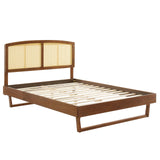 Sierra Cane and Wood Full Platform Bed With Angular Legs