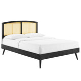 Sierra Cane and Wood King Platform Bed With Splayed Legs