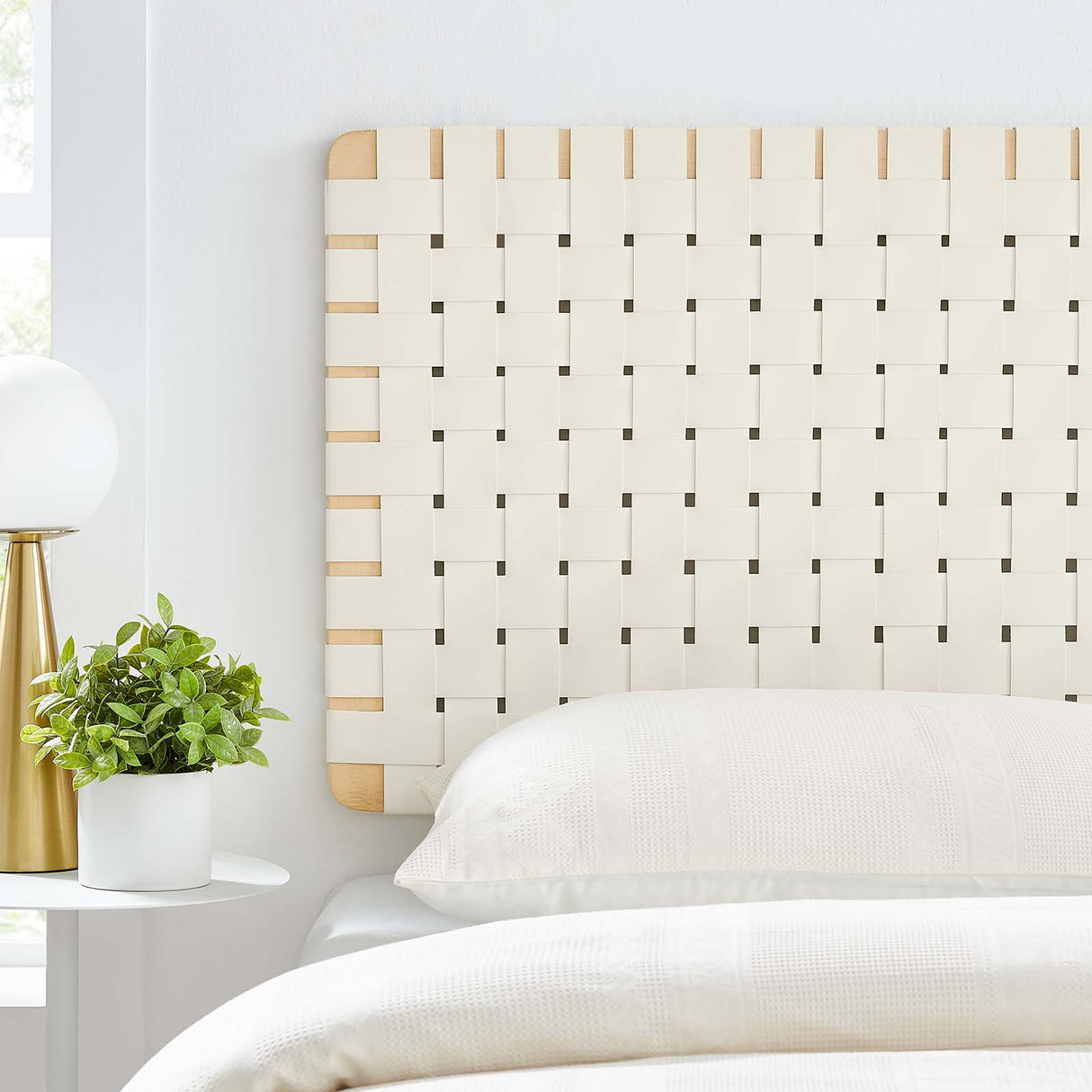 Sparta Weave Wall-Mount Twin Vegan Leather Headboard