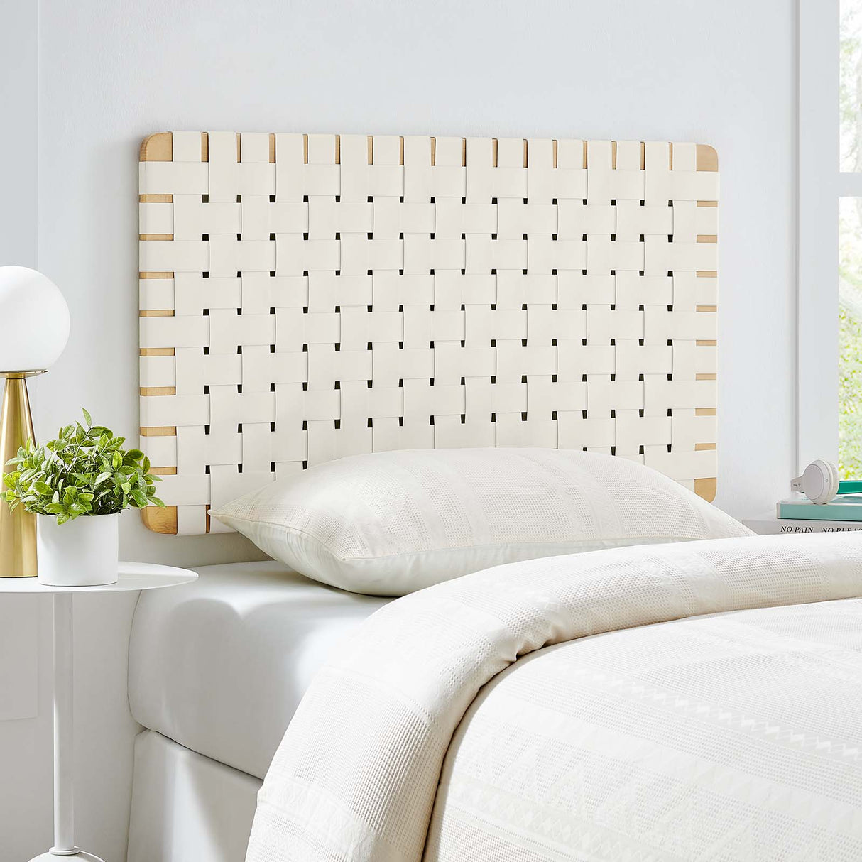 Sparta Weave Wall-Mount Twin Vegan Leather Headboard