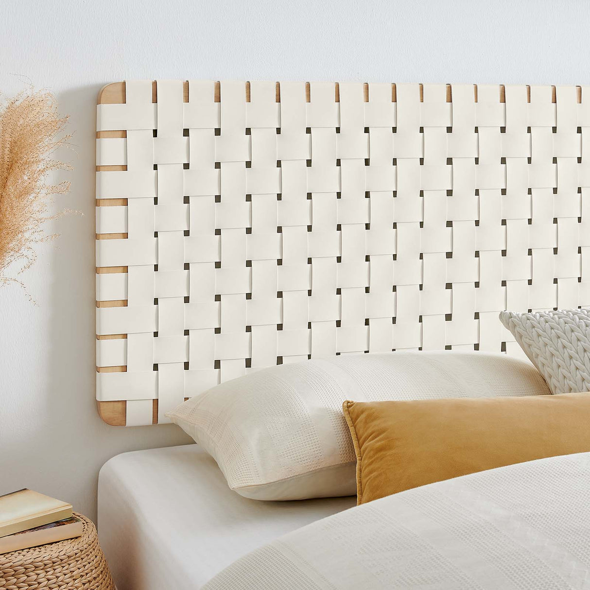 Sparta Weave Wall-Mount King Vegan Leather Headboard