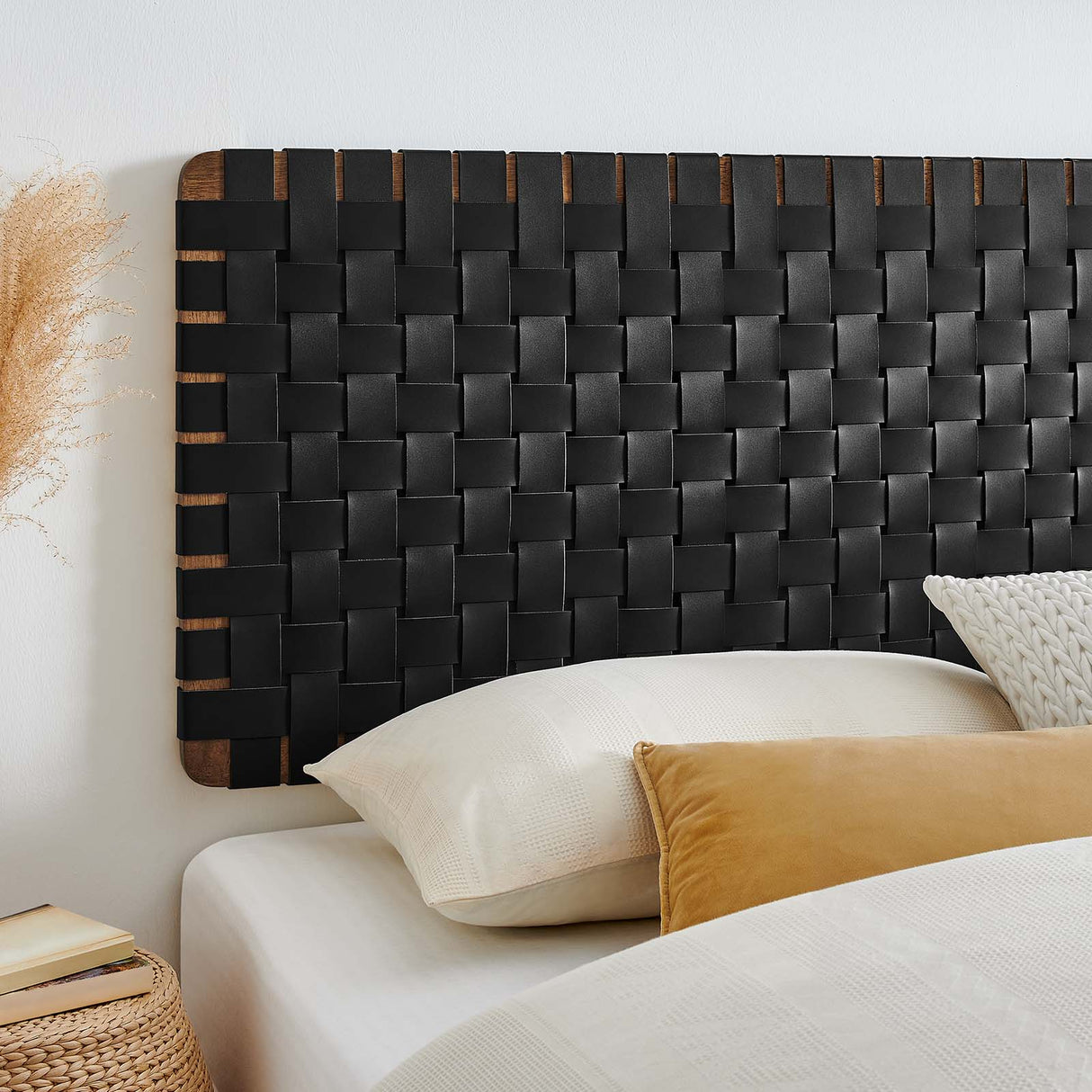 Sparta Weave Wall-Mount King Vegan Leather Headboard