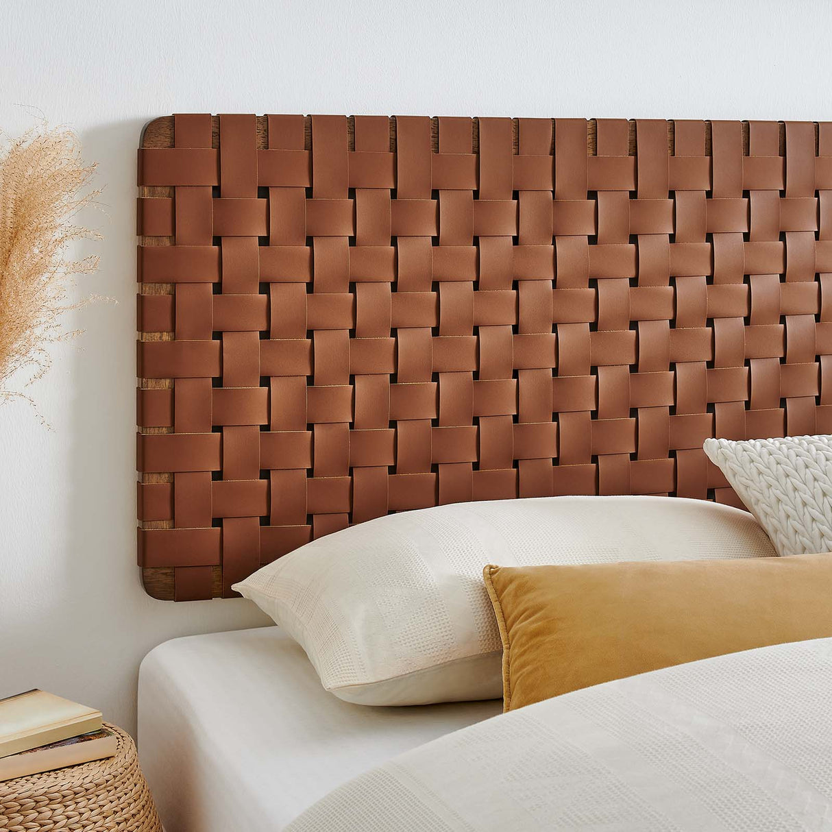 Sparta Weave Wall-Mount King Vegan Leather Headboard