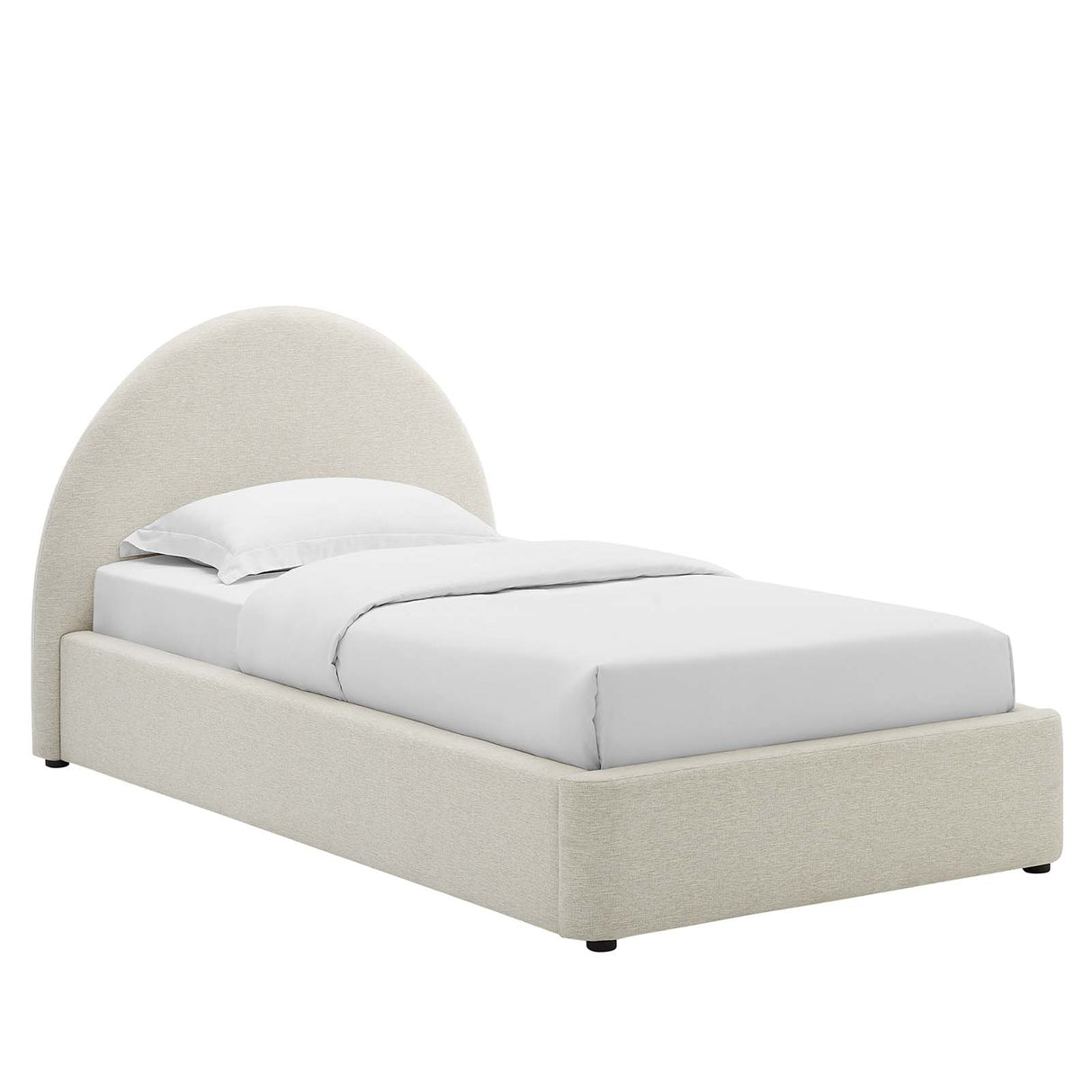 Resort Upholstered Fabric Arched Round Twin Platform Bed