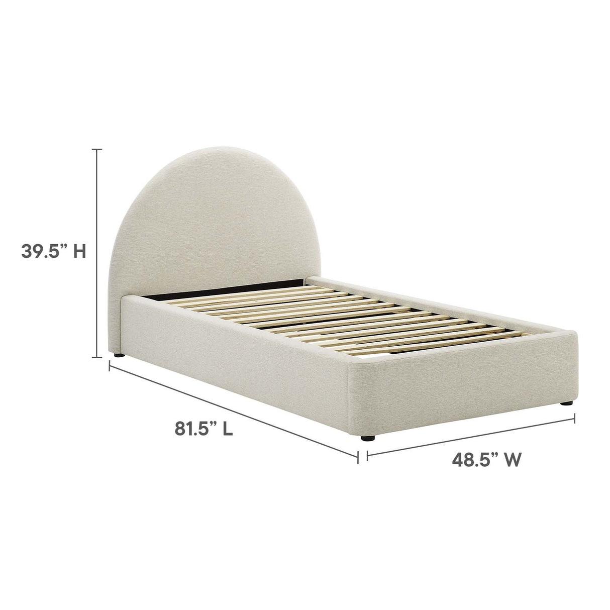 Resort Upholstered Fabric Arched Round Twin Platform Bed