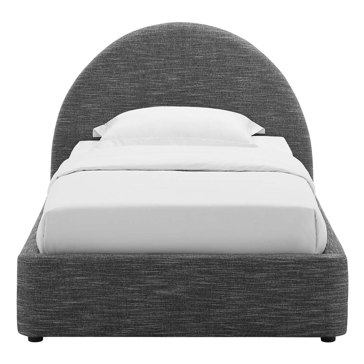 Resort Upholstered Fabric Arched Round Twin Platform Bed