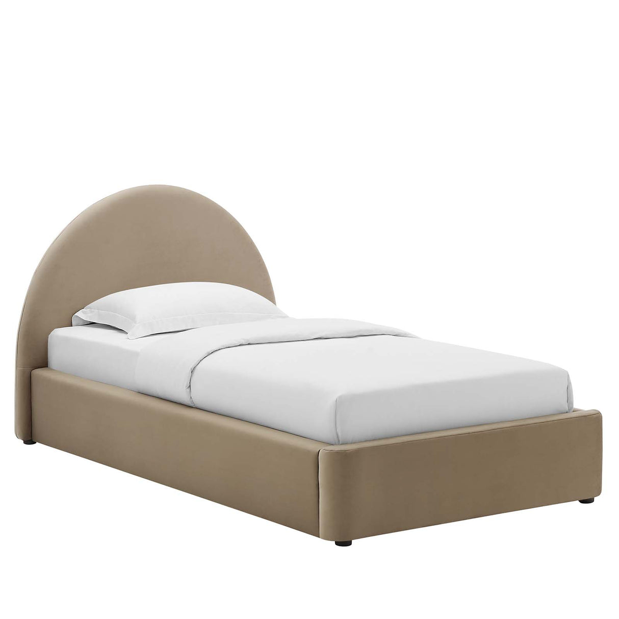 Resort Performance Velvet Arched Round Twin Platform Bed