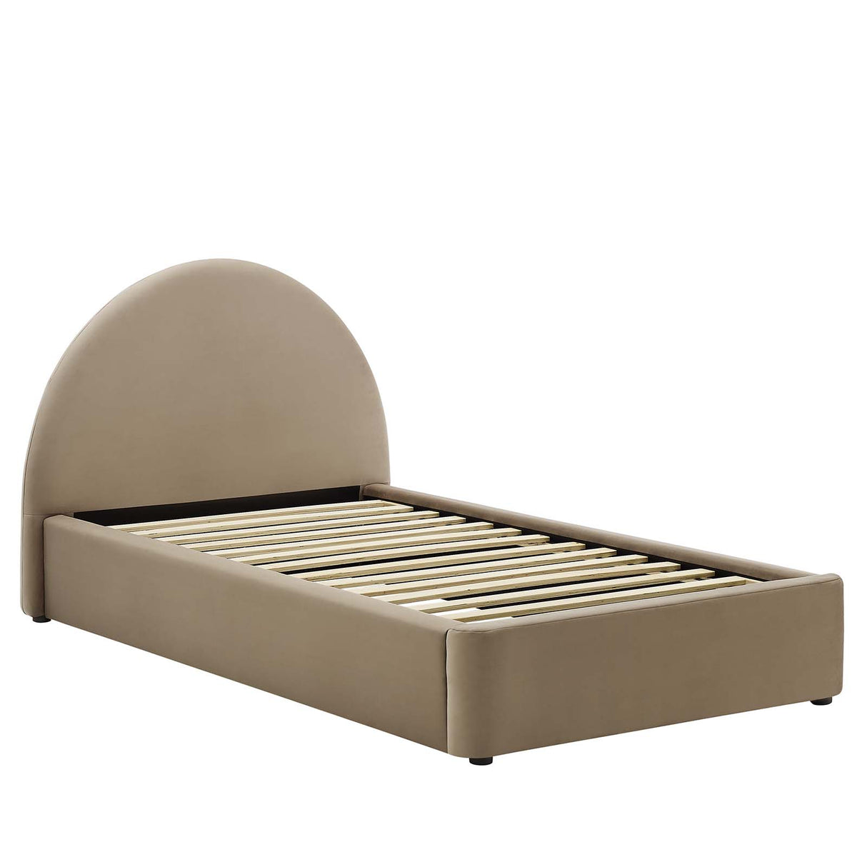 Resort Performance Velvet Arched Round Twin Platform Bed