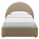 Resort Performance Velvet Arched Round Twin Platform Bed