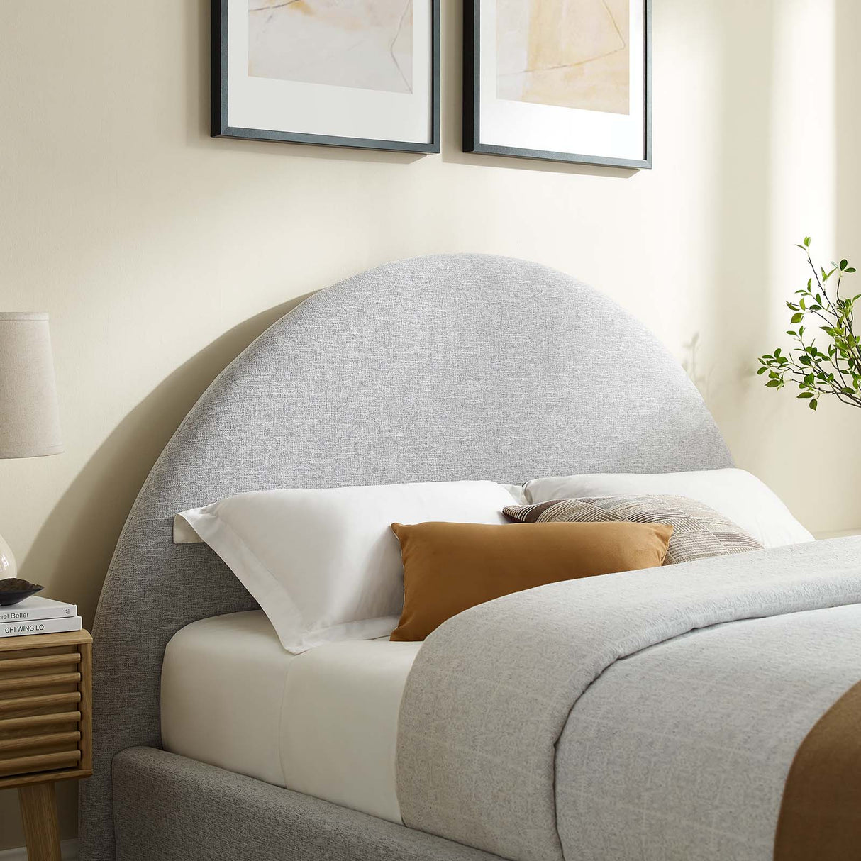 Resort Upholstered Fabric Arched Round Full Platform Bed