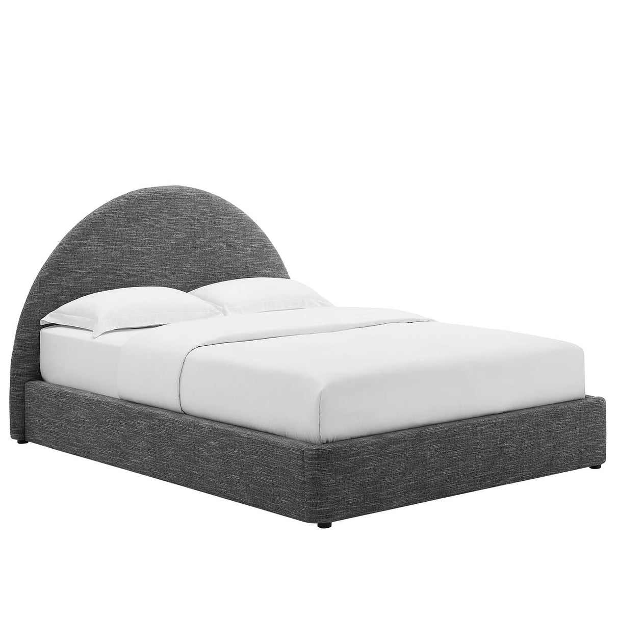 Resort Upholstered Fabric Arched Round Full Platform Bed