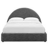 Resort Upholstered Fabric Arched Round Queen Platform Bed