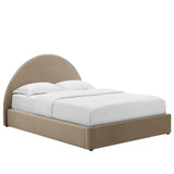 Resort Performance Velvet Arched Round Queen Platform Bed