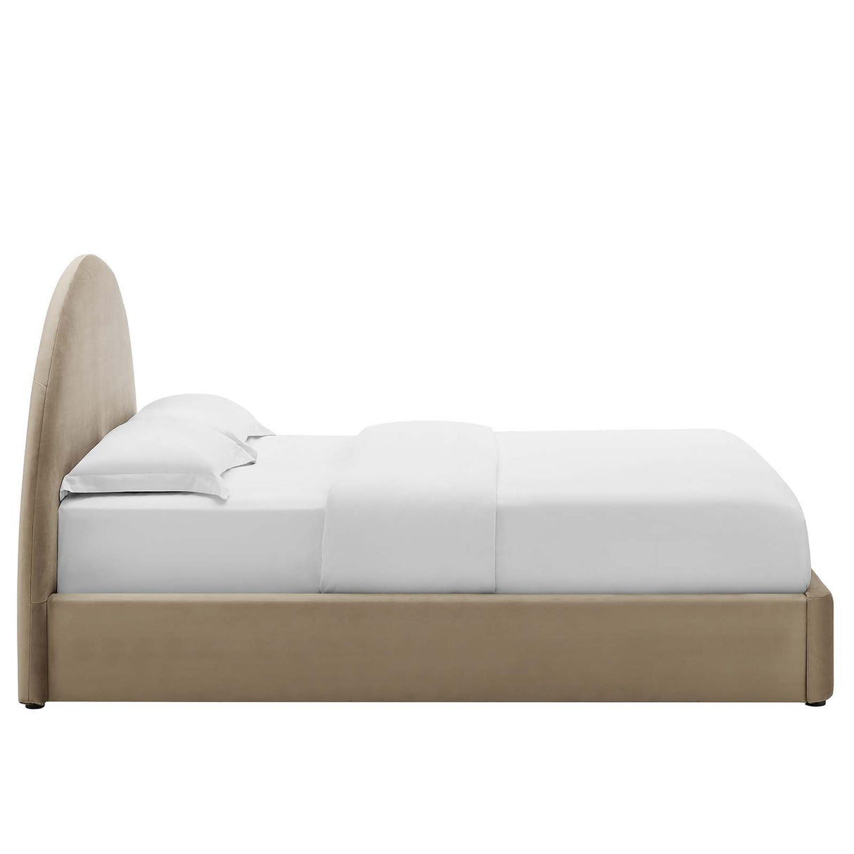 Resort Performance Velvet Arched Round Queen Platform Bed