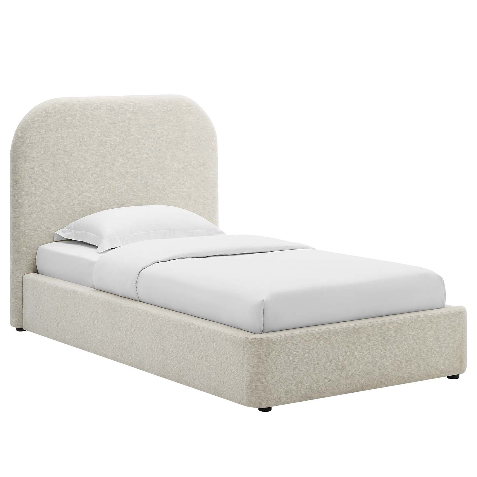 Keynote Upholstered Fabric Curved Twin Platform Bed