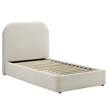 Keynote Upholstered Fabric Curved Twin Platform Bed