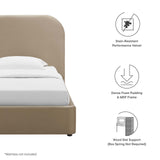 Keynote Performance Velvet Curved Twin Platform Bed
