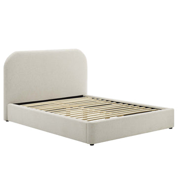 Keynote Upholstered Fabric Curved Queen Platform Bed