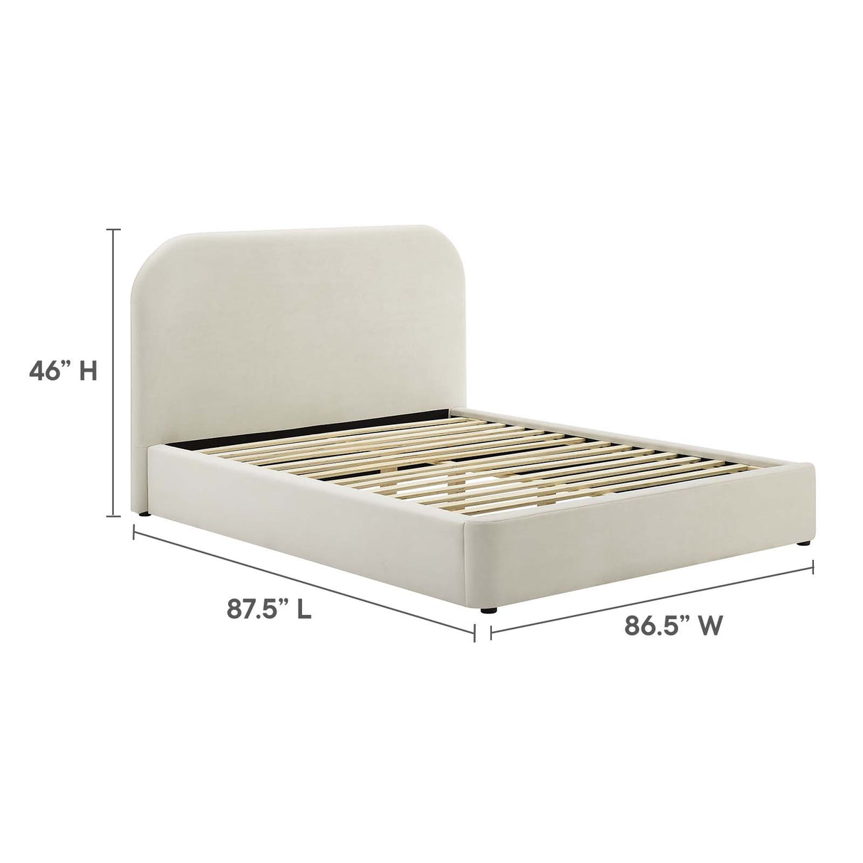 Keynote Performance Velvet Curved King Platform Bed