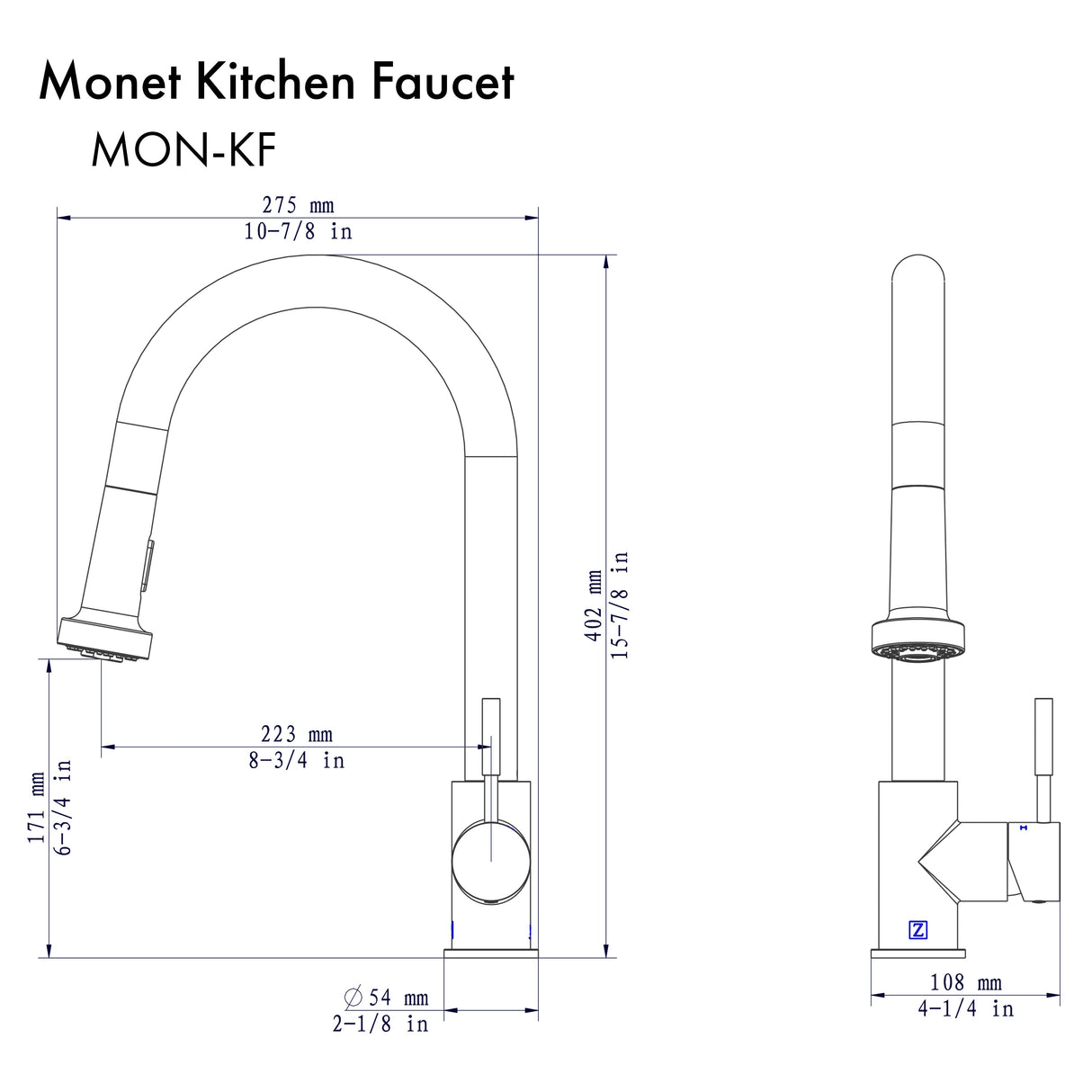 ZLINE Monet Kitchen Faucet in Chrome (MON-KF-CH)