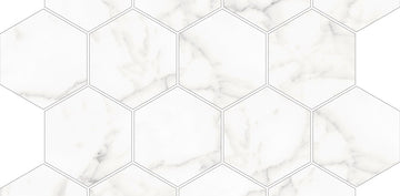 3 In. X 3 In. Mosaic Core White Polished Porcelain - Hexagon Wall & Floor Tile (5.49 Sqft/Case)