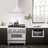 ZLINE 36” Alpine Series Convertible Wall Mount Range Hood in Stainless Steel with Remote Control, LED lighting, and Dishwasher-Safe Baffle Filters (ALP10WL-36)