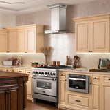 36" ZLINE CrownSound™Ducted Vent Wall Mount Range Hood in Stainless Steel with Built-in Bluetooth Speakers (KZCRN-BT-36)