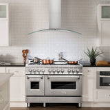 ZLINE 48" Convertible Vent Convertible Vent Wall Mount Range Hood in Stainless Steel & Glass (KN4-48)