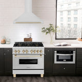 ZLINE 36 in. Autograph Edition Convertible Stainless Steel Range Hood with Stainless Steel Shell and Polished Gold Accents (KB4STZ-36-G)