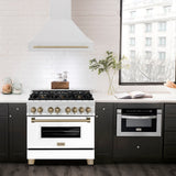 ZLINE Autograph Edition 36" Fingerprint Resistant Stainless Steel Range Hood with Champagne Bronze Handle (8654SNZ-36-CB)