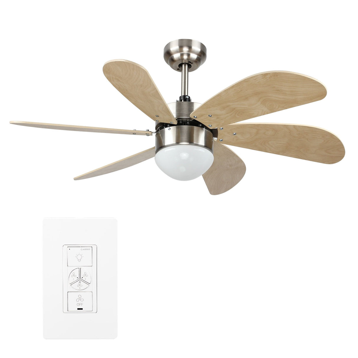 Minimus 38" In. 6 Blade Smart Ceiling Fan with LED Light Kit Works with Wall control, Wi-Fi apps and Voice control via Google Assistant/Alexa/Siri