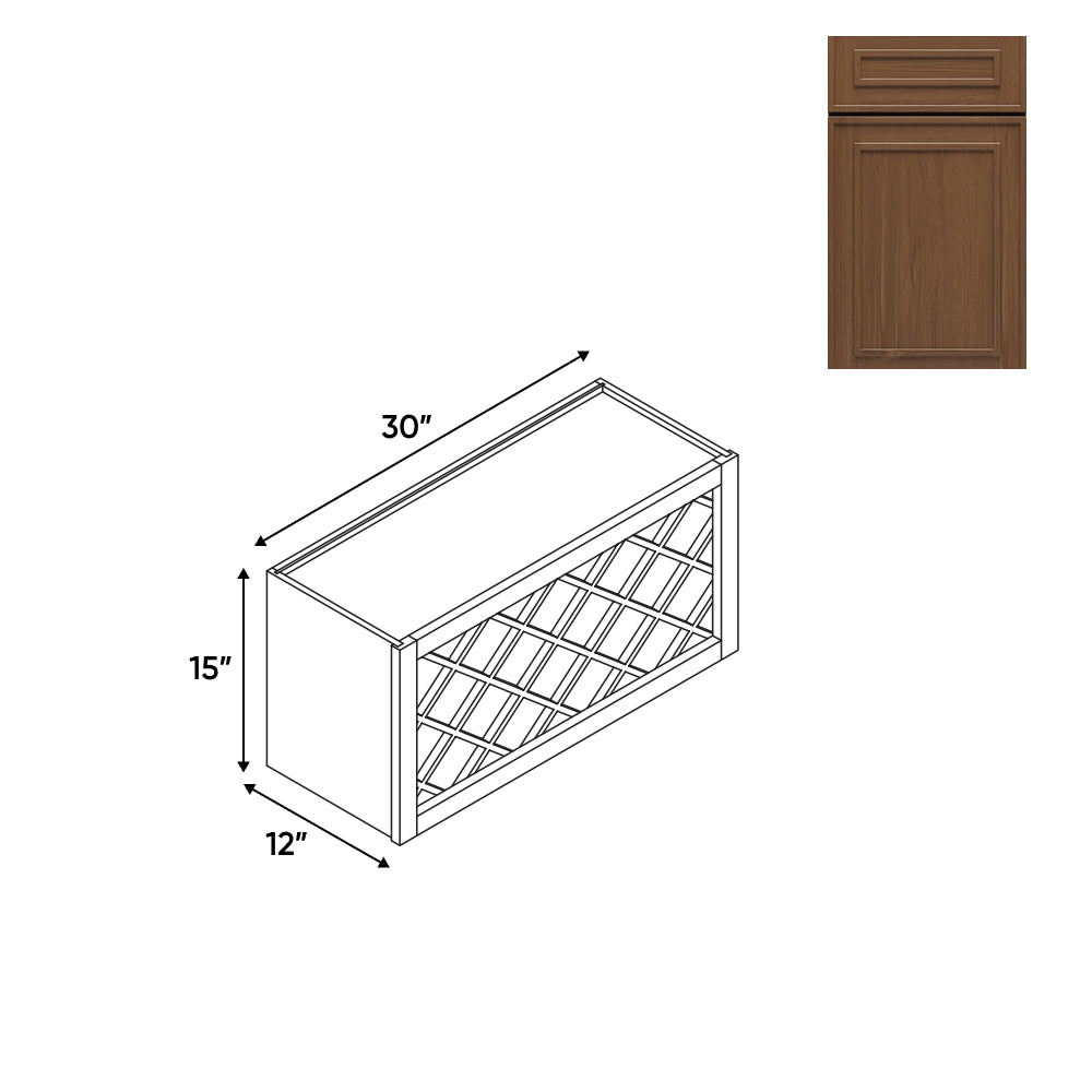 RTA - Elegant Shaker Mocha - Wine Rack - 30"W x 15"H x 12"D