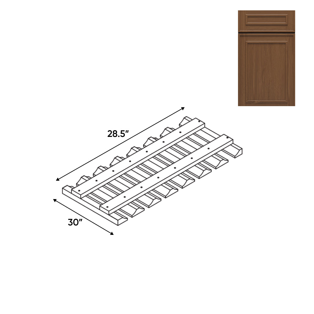 RTA - Elegant Shaker Mocha - 30" - Wall Glass Rack- 30"W x 2"H x 12"D