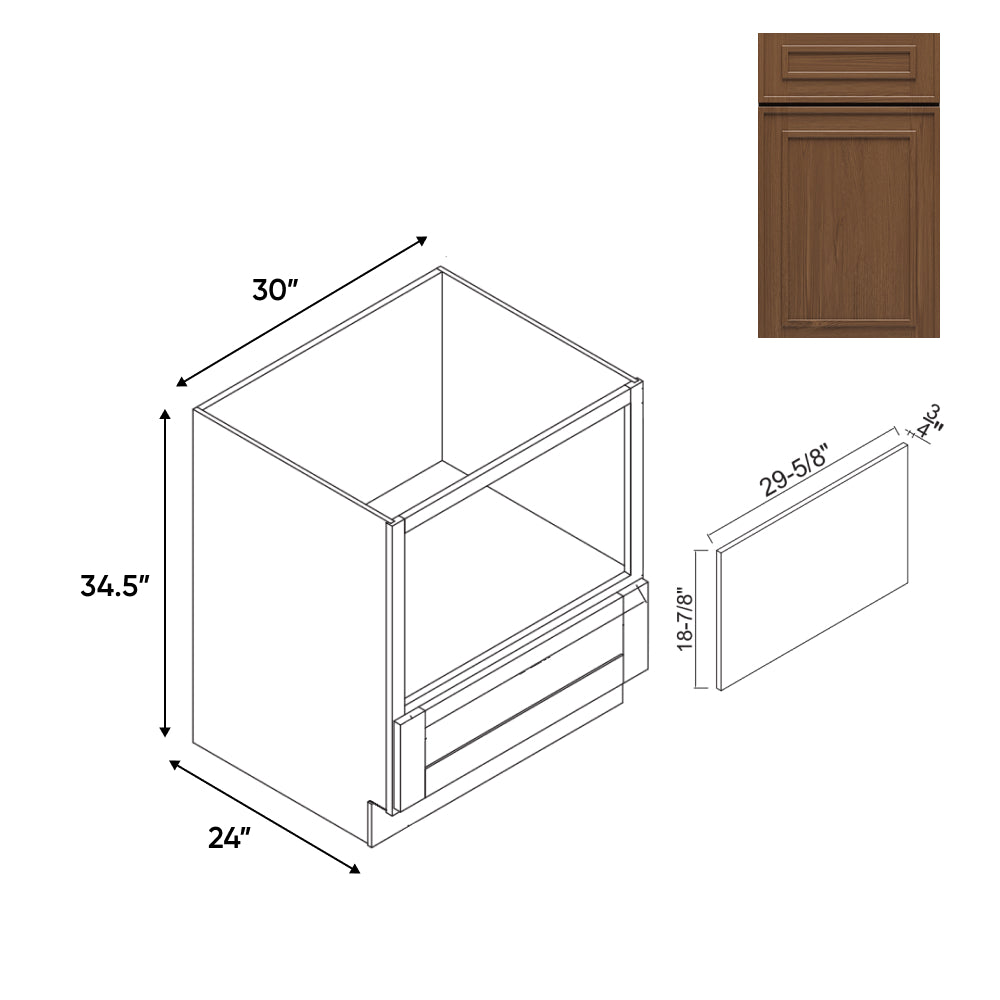 RTA - Elegant Shaker Mocha - Base Microwave Cabinet - 30"W x 34.5"H x 24"D