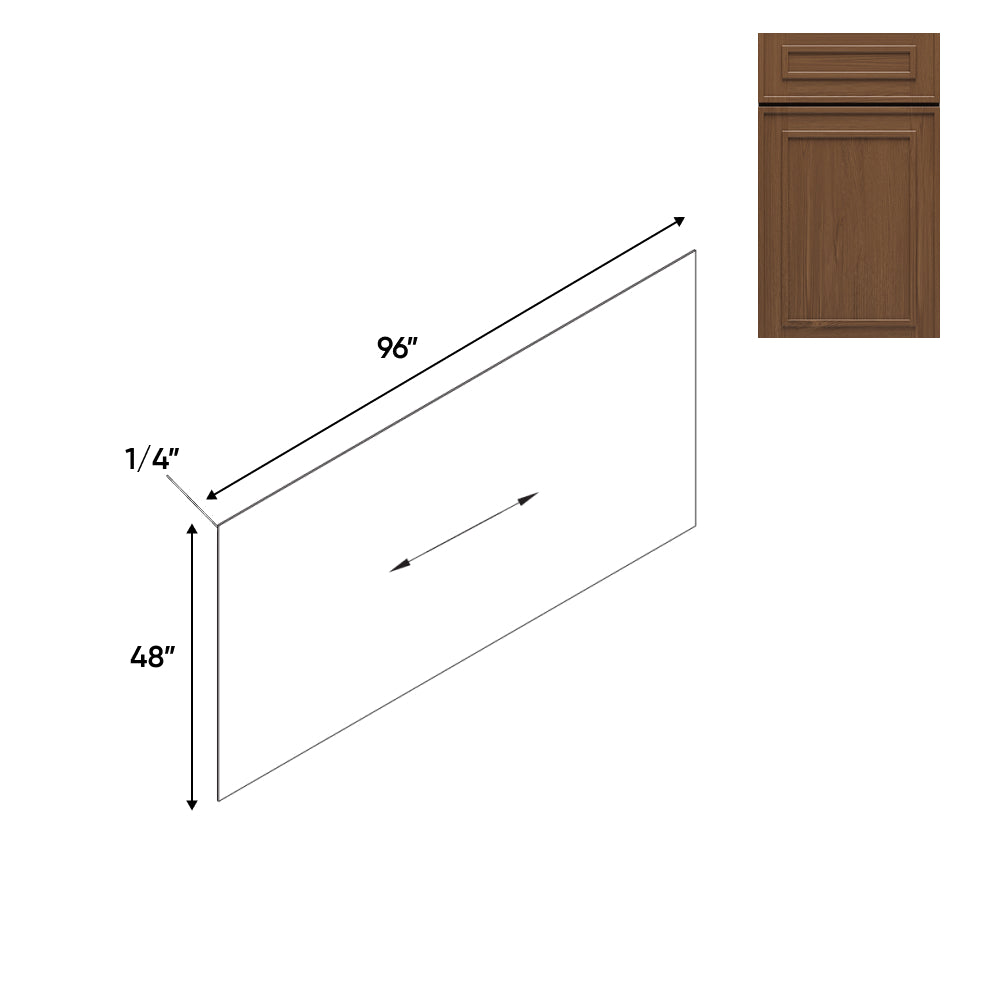 RTA - Elegant Shaker Mocha - 96"W x 48"H - Base Panel Skin Single Side Finished