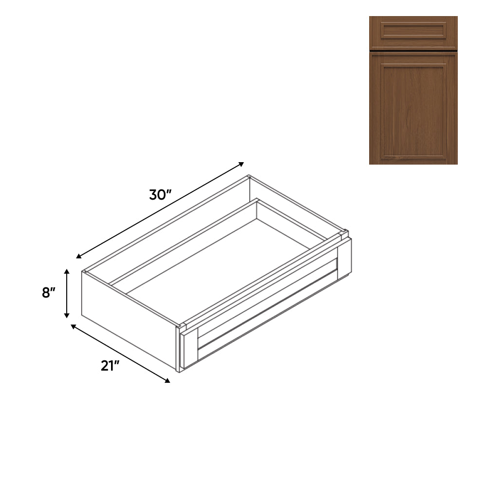 RTA - Elegant Shaker Mocha - Desk Knee Drawer - 30"W x 8"H x 21"D