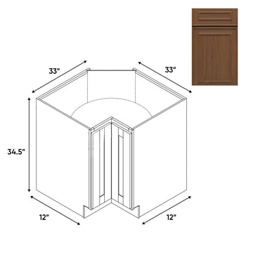 RTA - Elegant Shaker Mocha - Lazy Susan - 1 Door 2 Wood Turning Shelf - 33