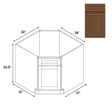 RTA - Elegant Shaker Mocha - Base Diagonal Corner Sink Cabinet - 36