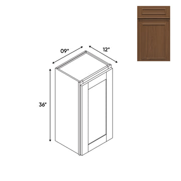 RTA - Elegant Shaker Mocha - Wall High Cabinets with 1 Door 2 Shelf - 09