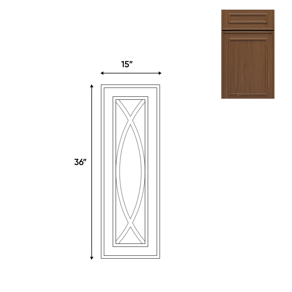 RTA - Elegant Shaker Mocha - 15"W x 36"H -Wall Decoration Glass Door