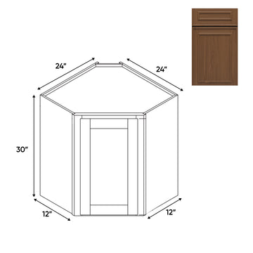 RTA - Elegant Shaker Mocha - Wall Diagonal Corner - 1 Door 2 Shelf - 24