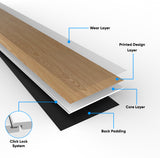 Permshield Lite Natural Oak SPC - 5.2mm x 7" x 48" / 1.5mm IXPE Pad Attached - 23.64 sf per case