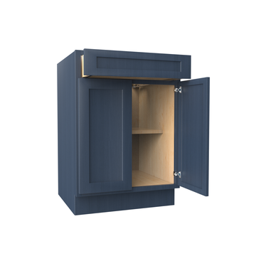Kitchen Base Cabinets - 24W x 34-1/2H x 24D - Blue Shaker Cabinet - RTA