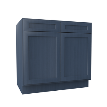 Kitchen Base Cabinets - 36W x 34-1/2H x 24D - Blue Shaker Cabinet - RTA