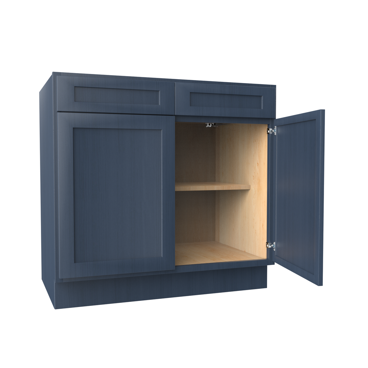 Kitchen Base Cabinets - 36W x 34-1/2H x 24D - Blue Shaker Cabinet - RTA