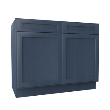 Kitchen Base Cabinets - 42W x 34-1/2H x 24D - Blue Shaker Cabinet